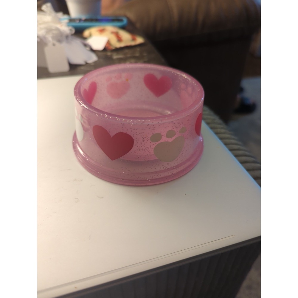 Build A Bear Pink Sparkle Food Bowl Hearts BAB